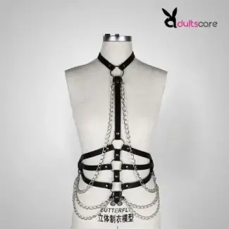 Women Sexy Leather Body Harness Bondage Chain Waist Belt Strap Corset Bustier