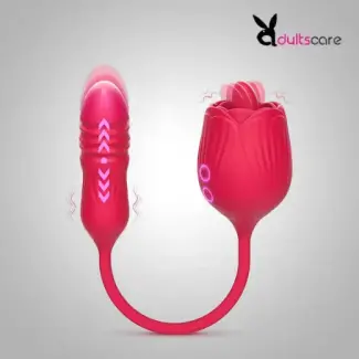 Multispeed Rose Clit Licking Vibrator With Dildo