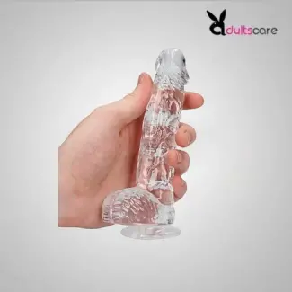 6.5 Inch Transparent Suction Slim Dildo