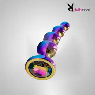 Colorful Curved 4 Bead Stimulating Unisex Butt Plug